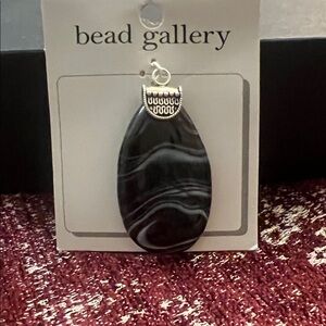 Gallery Silver and Black Pendant Necklace